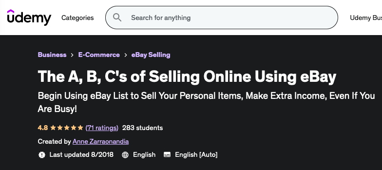 ABC's of Selling Online Using eBay